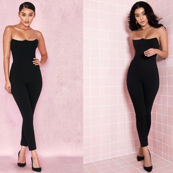 House of CB Pants - RARE HOUSE OF CB 'Milli' Black Crepe Corseted Jumpsuit NWOT